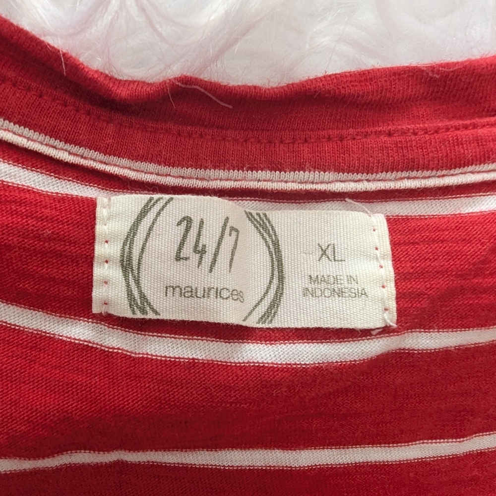 Maurices Red Striped Women's Ruffled Sleeveless Top - Picture 4 of 5